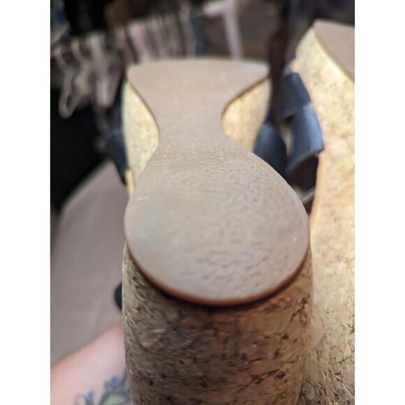 Clarks Artisan Black Leather Cork Platform Wedge Sandals Size 9m - Picture 15 of 16